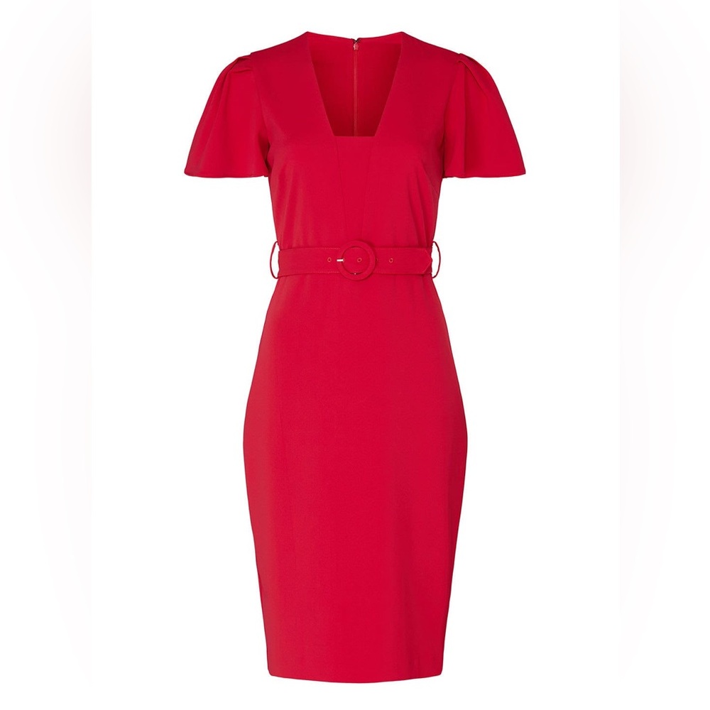 Badgley Mischka Red Midi Dress with Belt